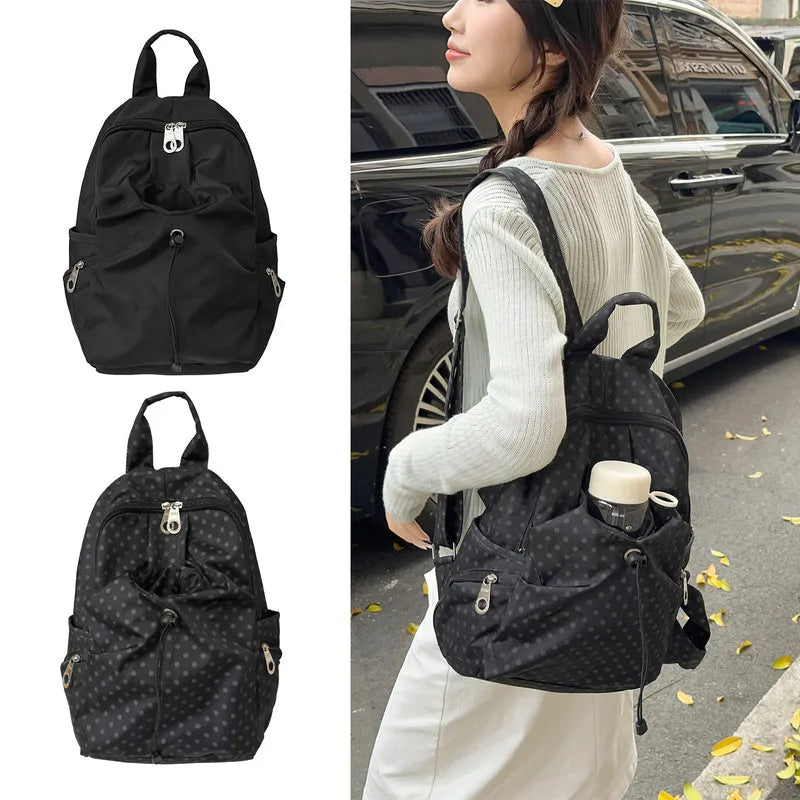 Korean Polka Dot Backpack – Lightweight Unisex Travel Bag