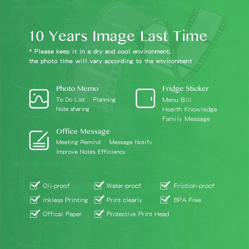 Peripage 80x50mm Thermal Paper 2-Pack – 10-Year Print Life