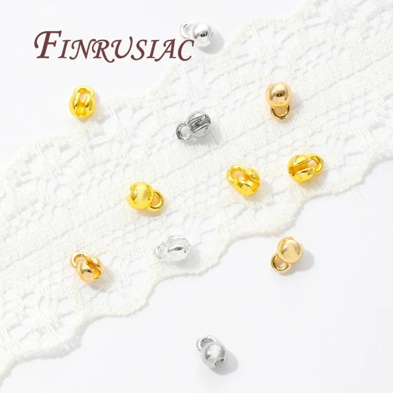 18K Gold Plated Brass Crimp Beads & Ball Chain Connectors DIY
