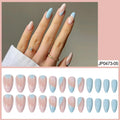Blue Wave French Press-On Nails Rhinestone Crystal L Size