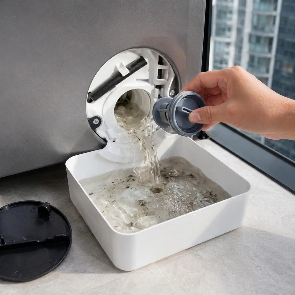 Washing Machine Drain Pan with Lint Filter & Funnel
