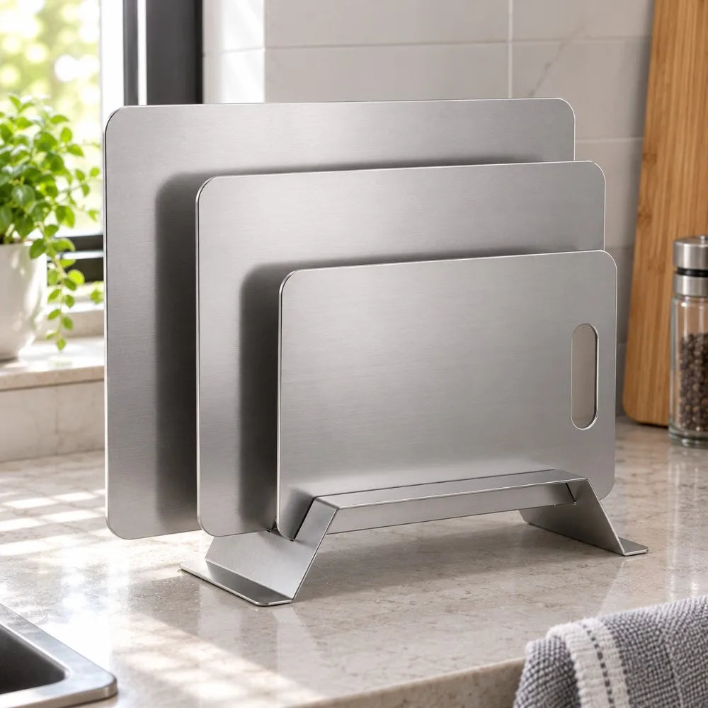 Stainless Steel Cutting Board & Pot Lid Holder Organizer