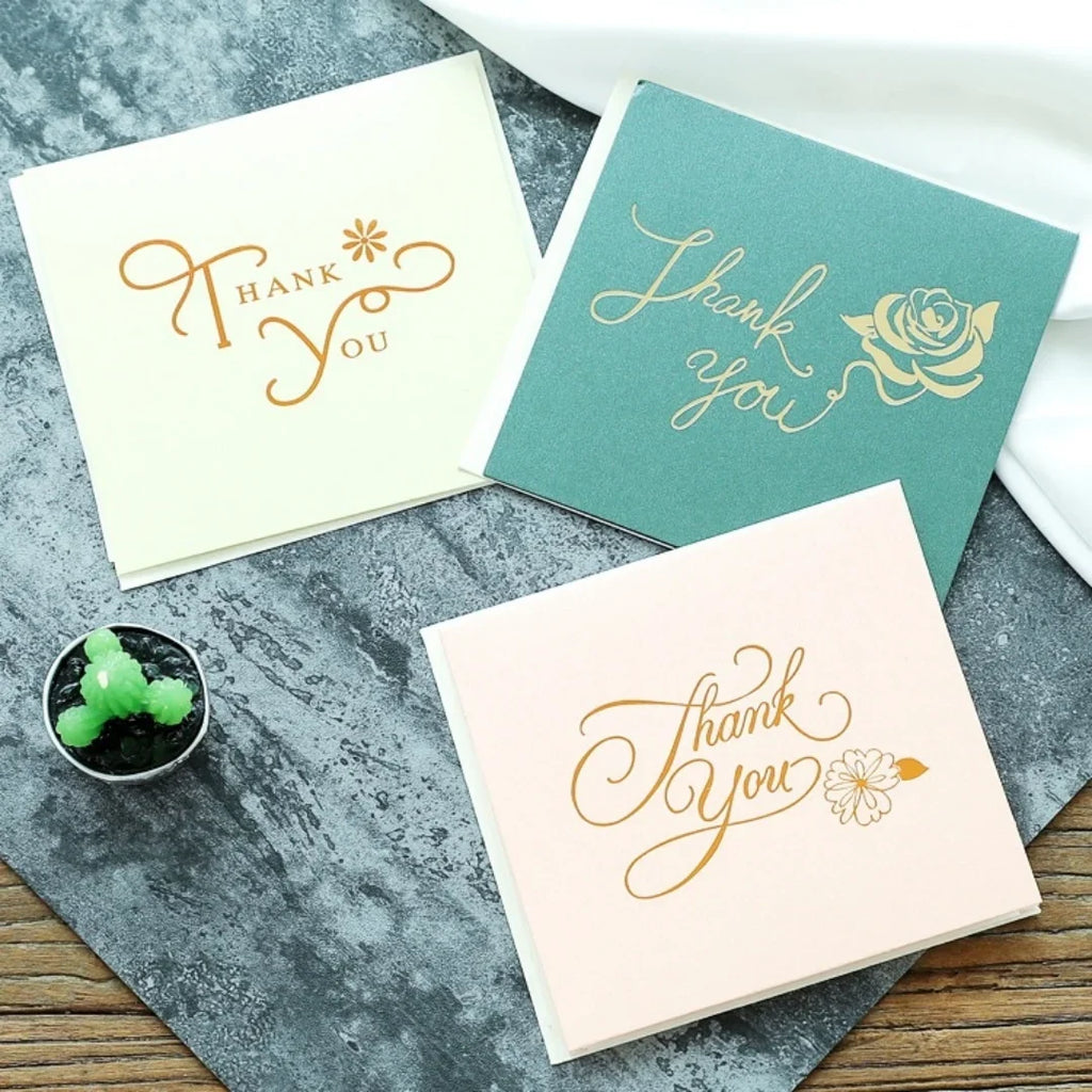 Dark Blue Green Floral Greeting Card – Birthday & Thank You