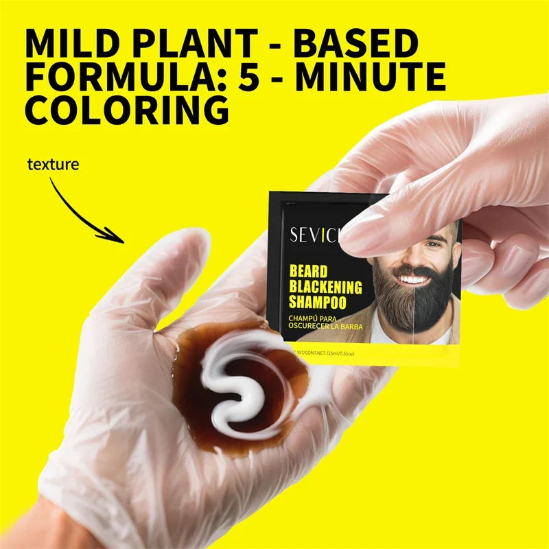 Sevich Black Beard Dye Shampoo – Natural Temporary Color for Men