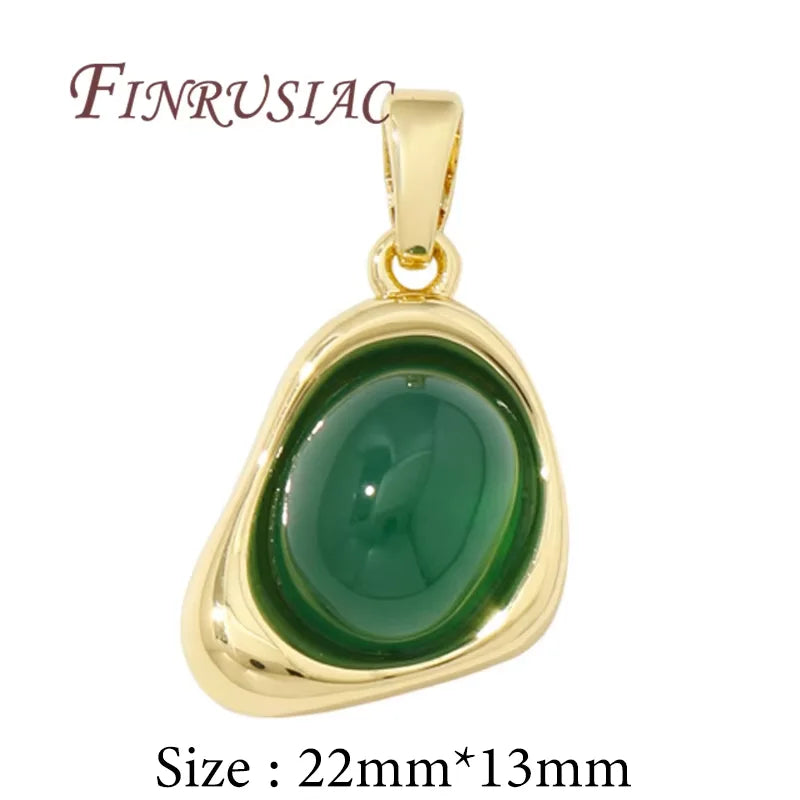 18K Gold Plated Natural Stone Charms – DIY Jewelry Pendants