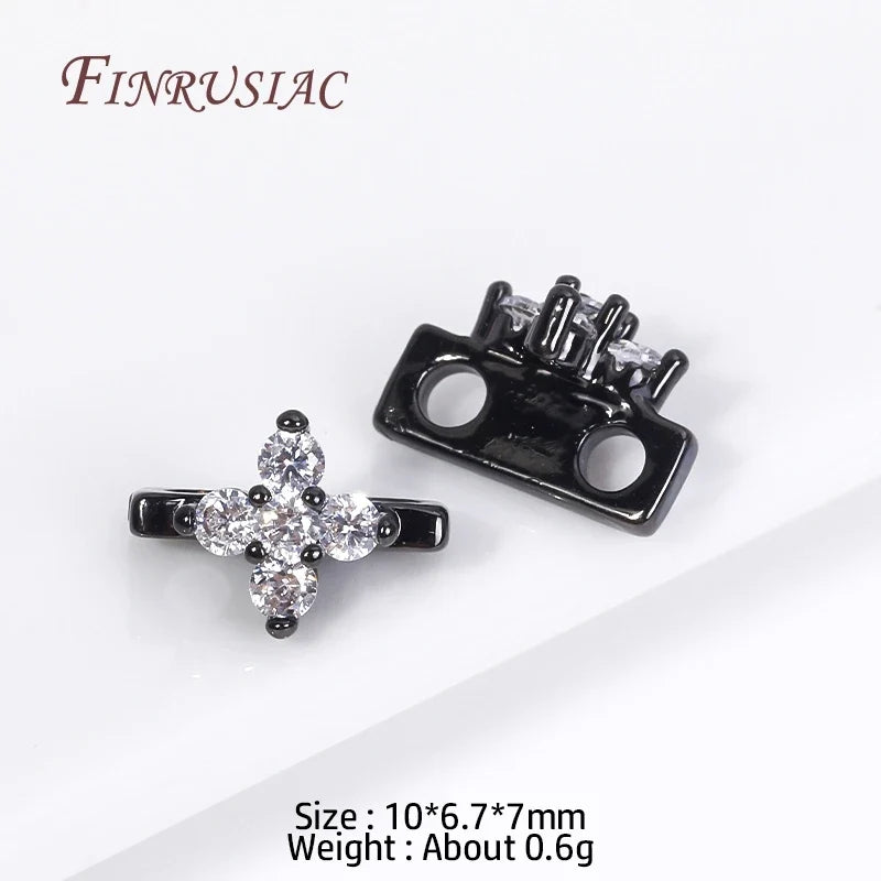18K Gold Plated Zircon Flower Spacer Bars | 2/3 Hole Separators