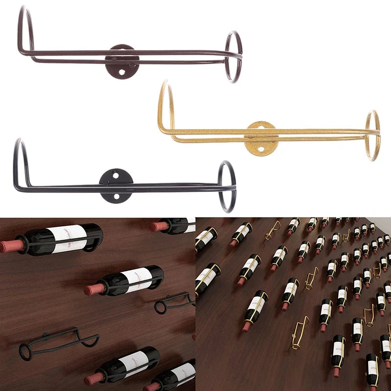 Wall-Mounted Iron Wine & Champagne Bottle Holder Shelf