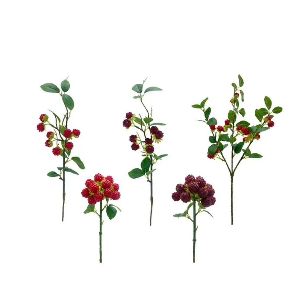 Raspberry Artificial Berry Branches – Faux Fruit Floral Decor