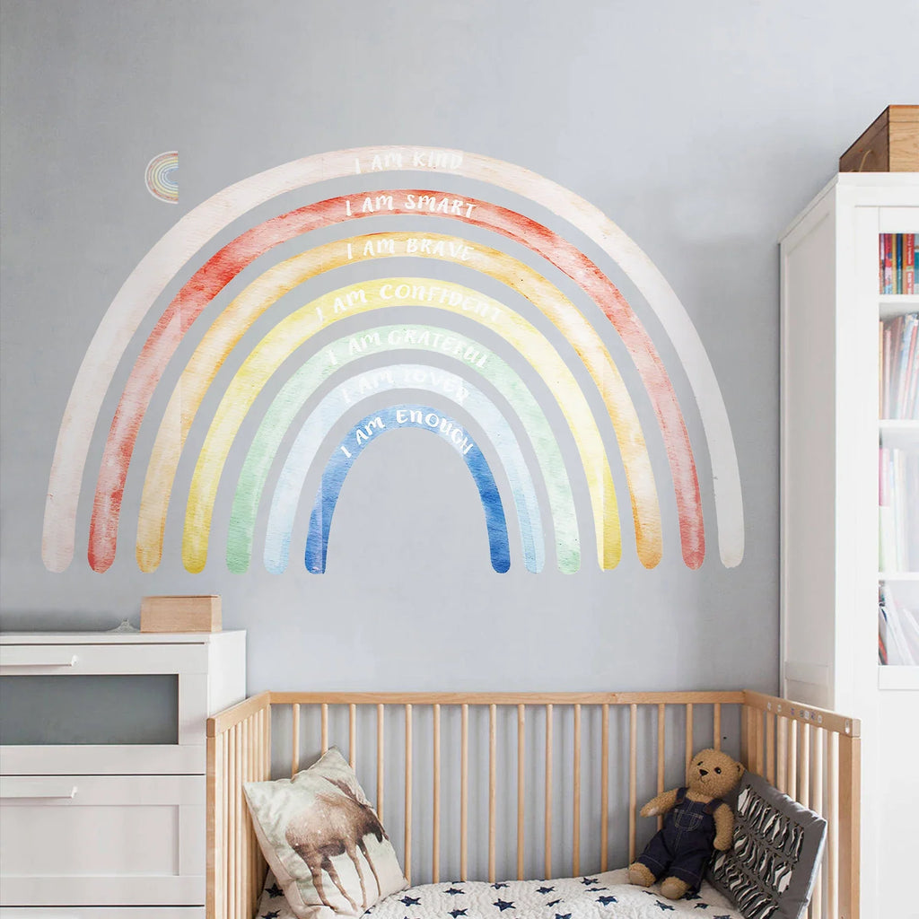 Colorful Rainbow Boho Wall Decals – Large 5-Piece PVC Sticker