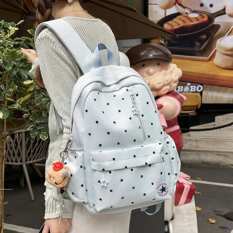 Japanese Polka Dot Backpack – Cute Girls School & Travel Bag