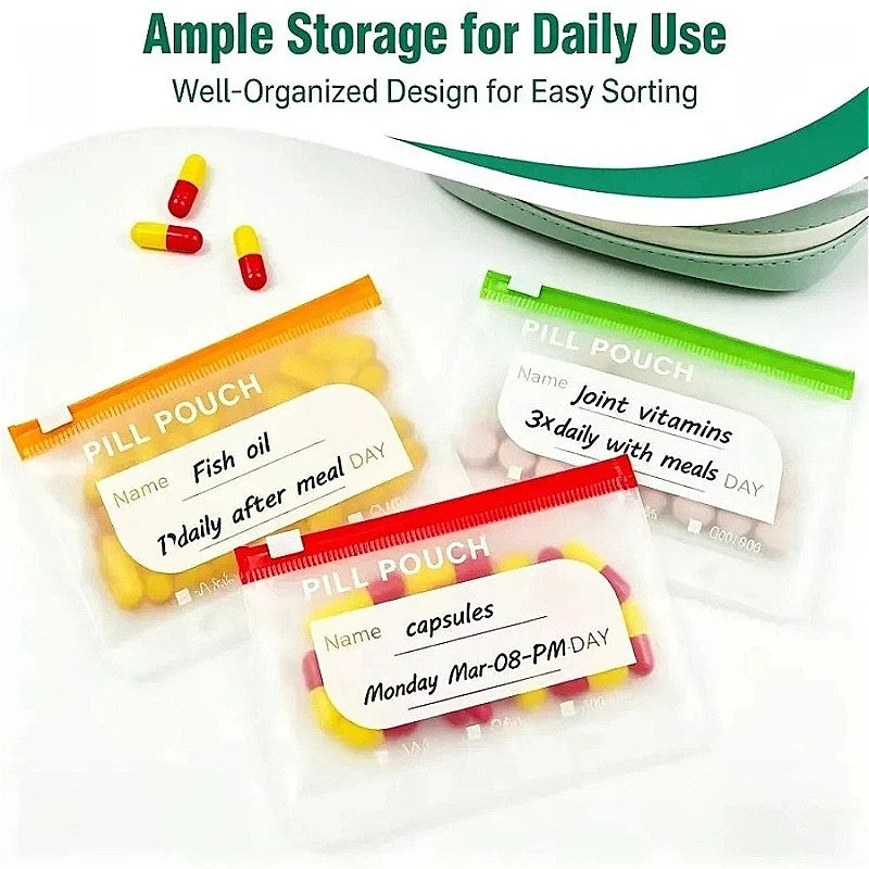 Weekly Pill Organizer Pouch Set – 7/14 Waterproof Pouches
