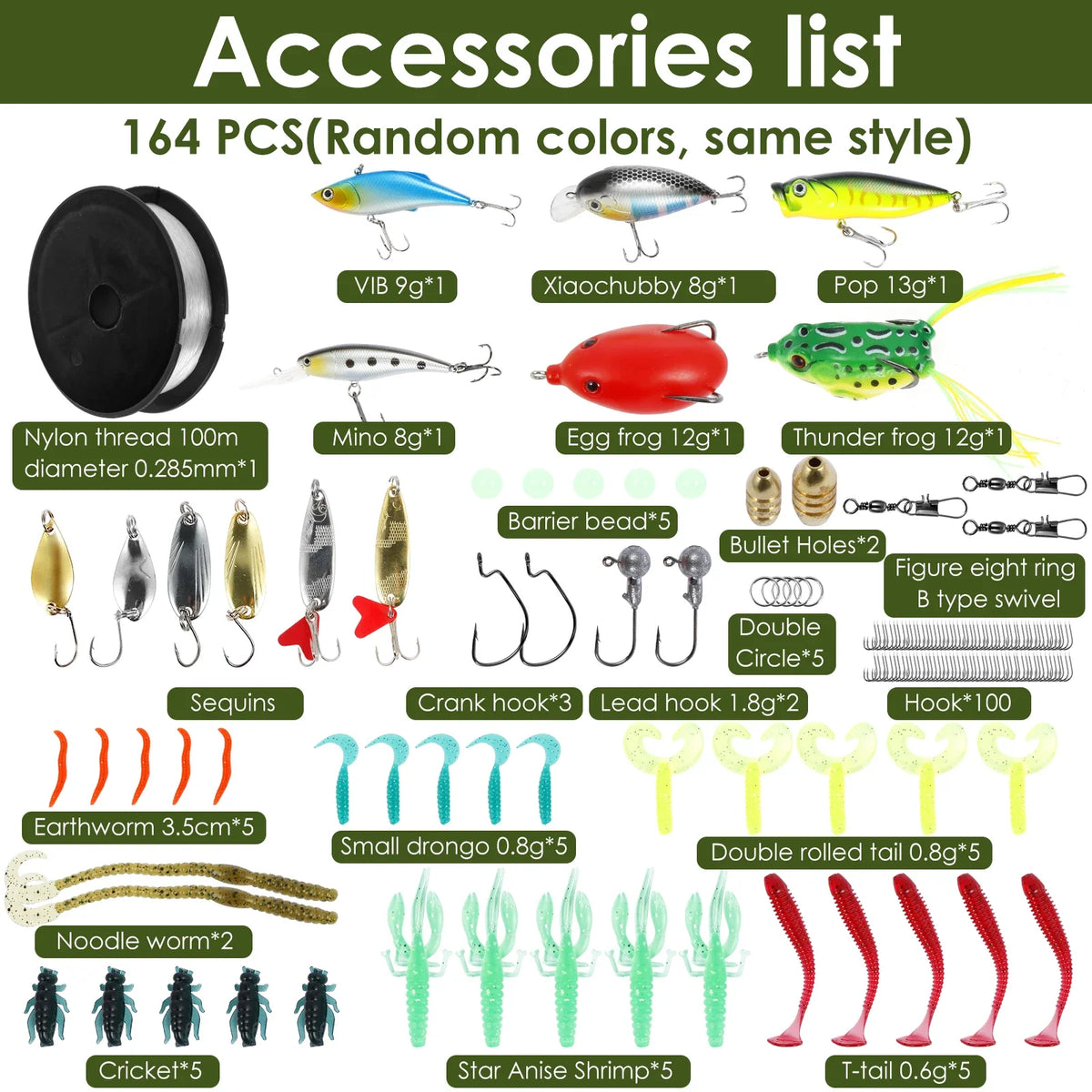 Mixed Fishing Lure Kit Set with Storage Box – 102 to 302 Pcs