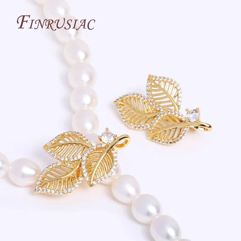 18K Gold Plated Zircon Hollow Leaf Pearl Clasps – DIY Jewelry