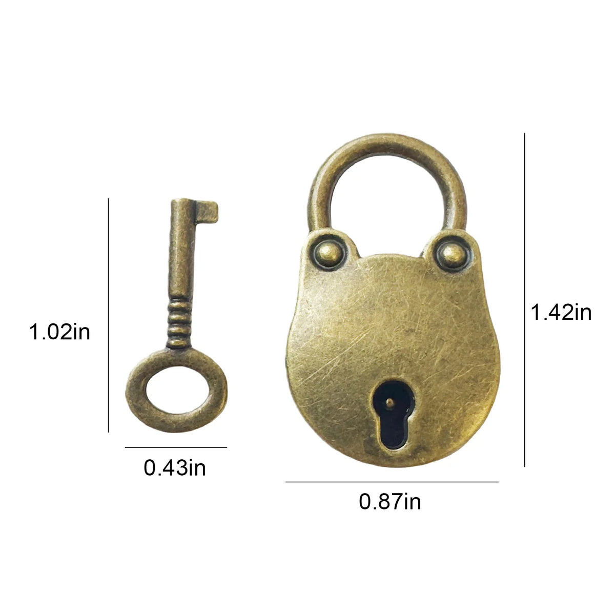 Vintage Bear Head Padlock with Key | Antique Bronze Mini Lock Set