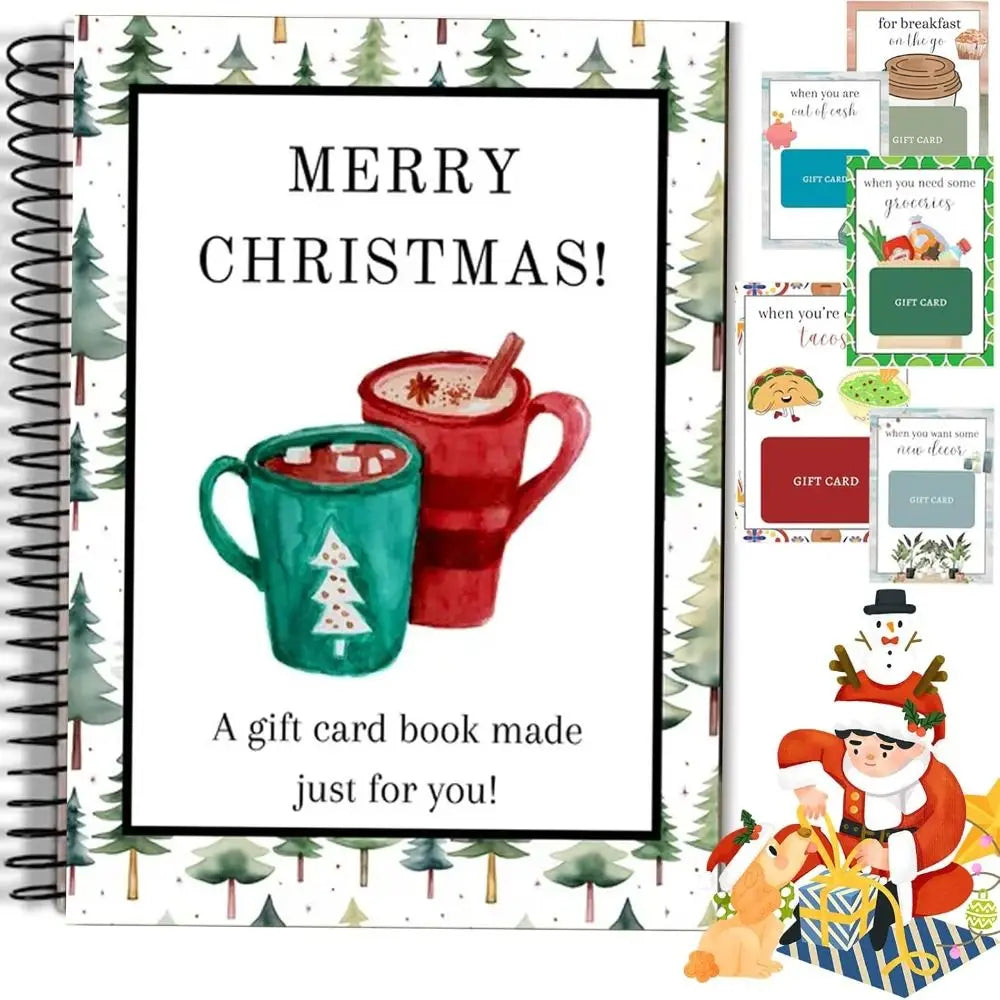 Spiral-Bound Christmas Gift Card Book & Greeting Organizer