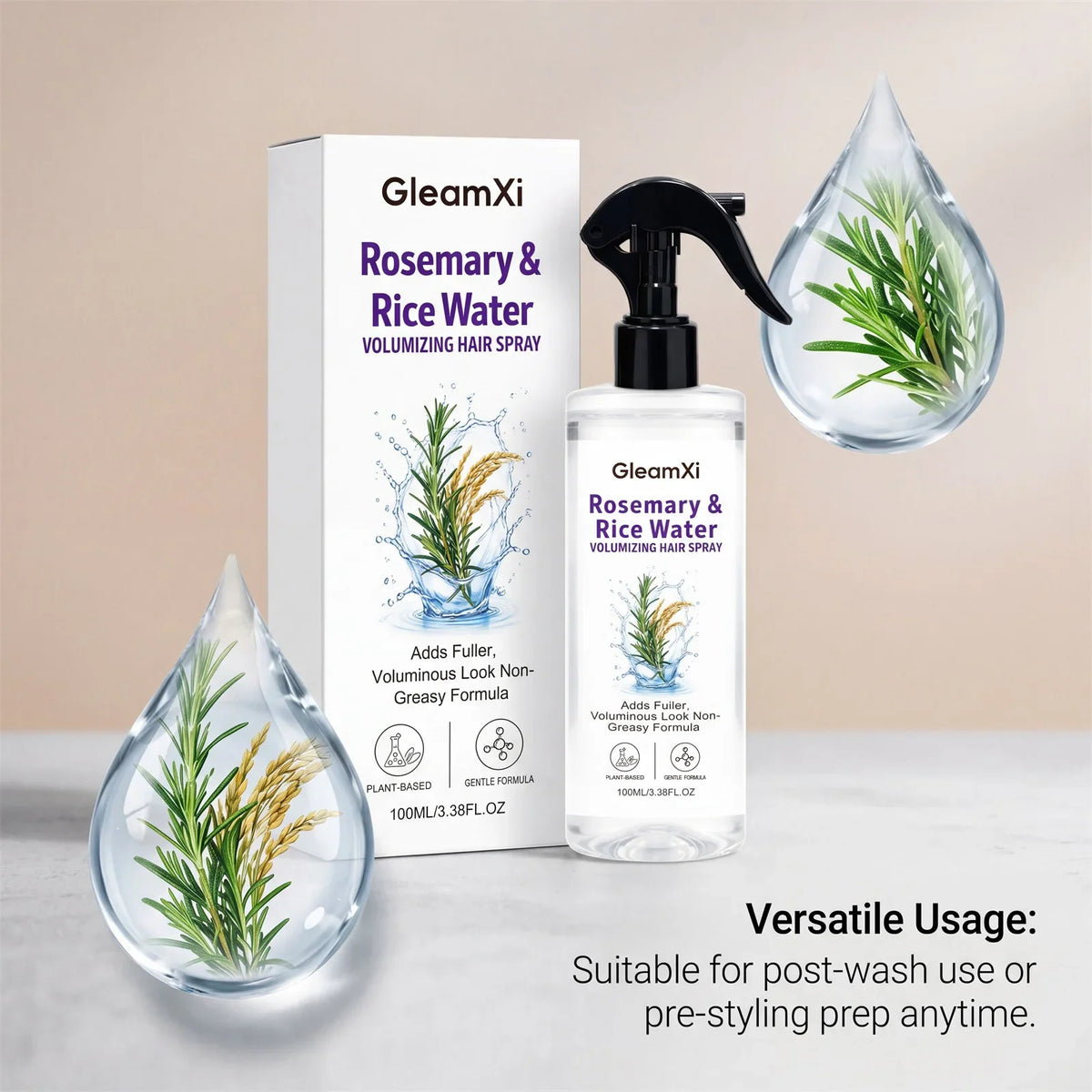 OceAura Rosemary Rice Water Hair Spray Serum – All Hair Types