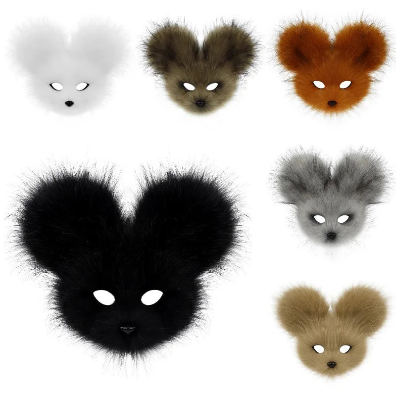 Faux Fur Mouse Mask – Halloween Carnival Costume Prop