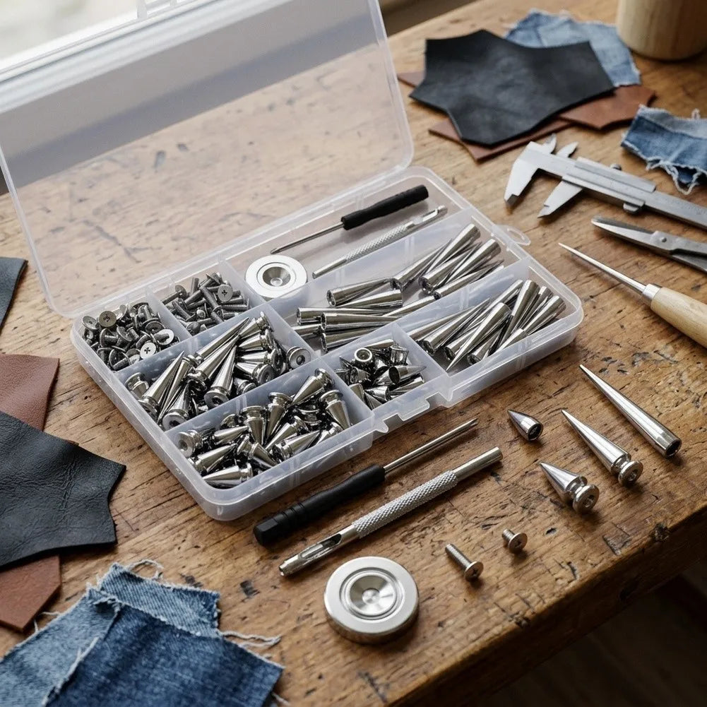 Zinc Alloy Stud Rivet Kit – DIY Leather & Fabric Craft Set