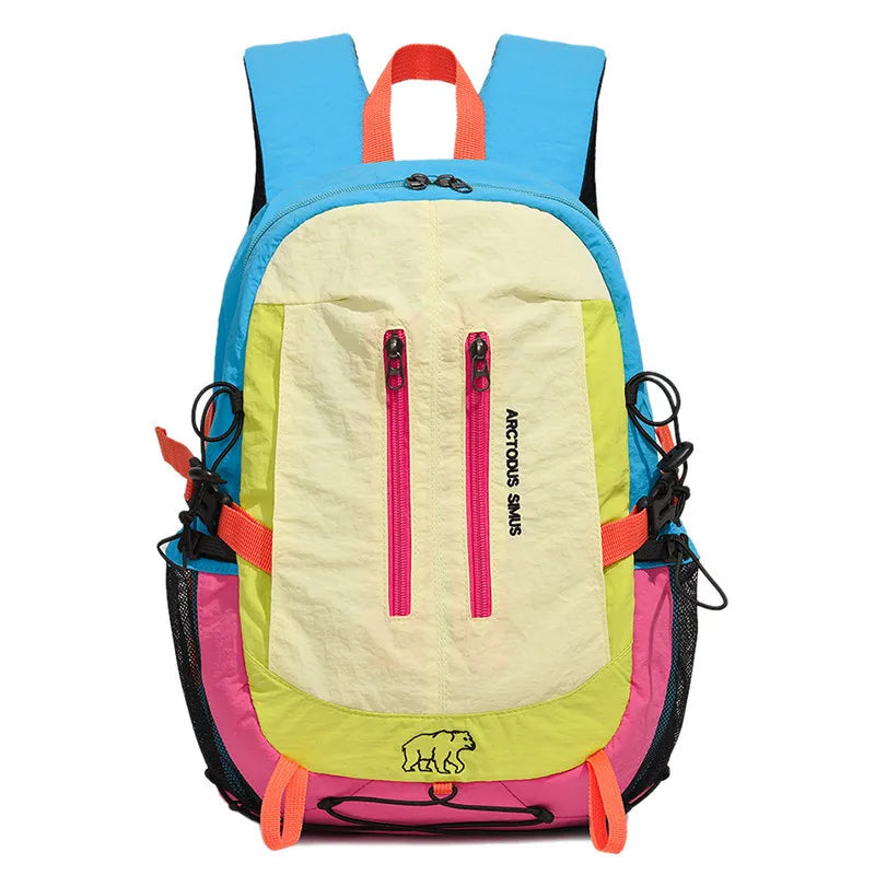 Color-Block Patchwork Backpack – Lightweight Travel Bag Women