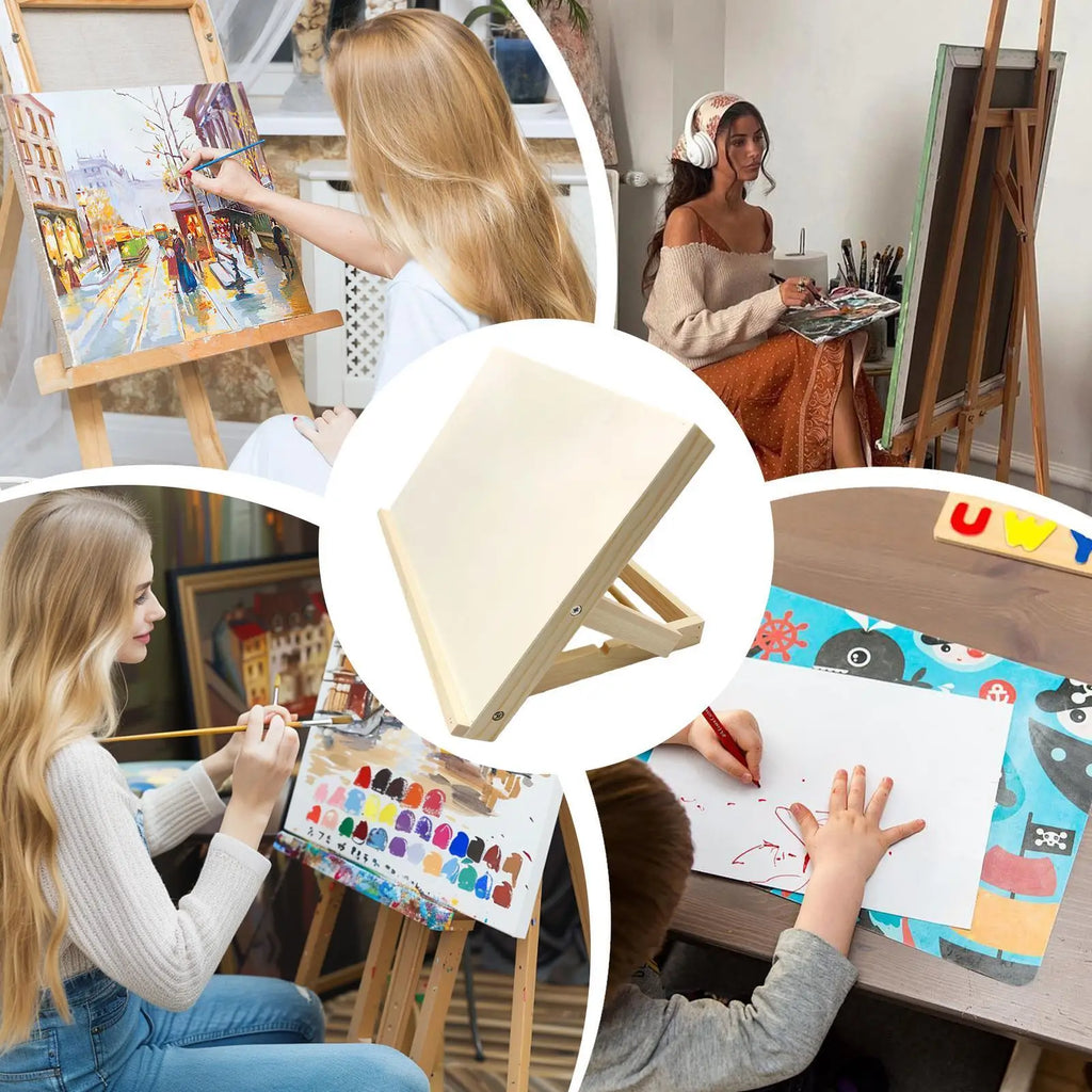 Foldable Wooden Tabletop Easel – Portable Folding Canvas Stand
