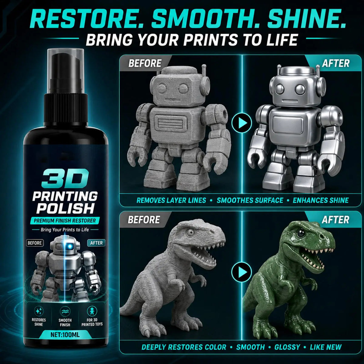 3D Print Polishing Spray – High-Gloss Smoothing Coat 100ml