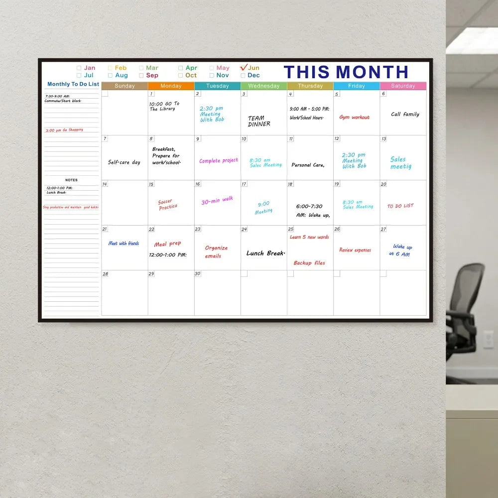 Reusable Dry Erase Monthly Planner Calendar Board 32x48in