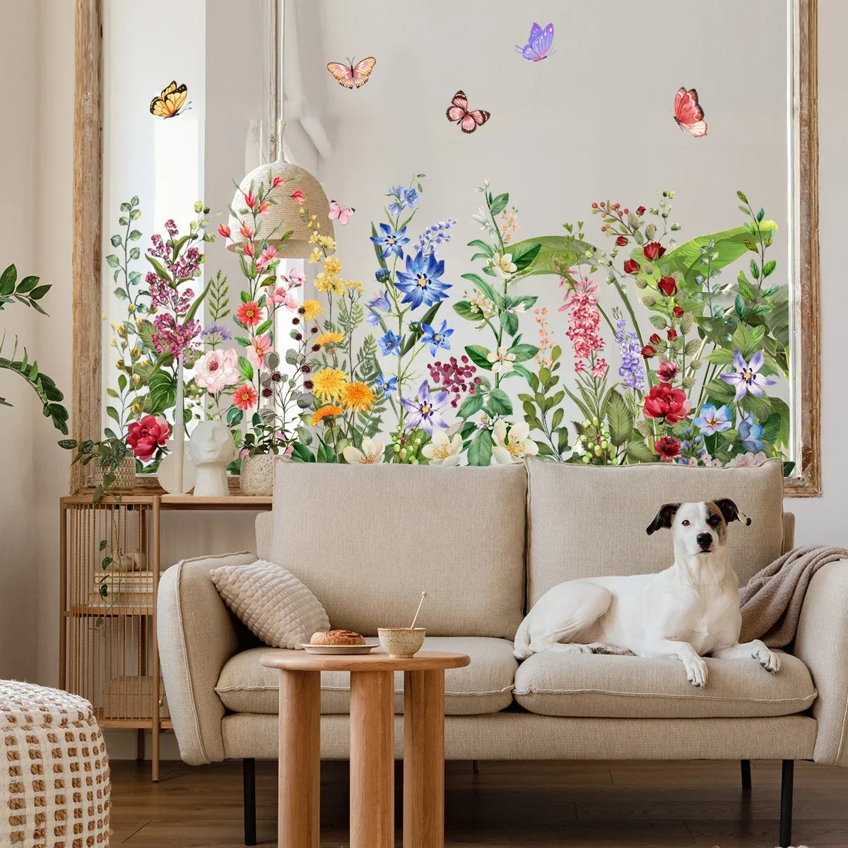 Watercolor Flowers & Butterflies Removable Wall Decal Stickers