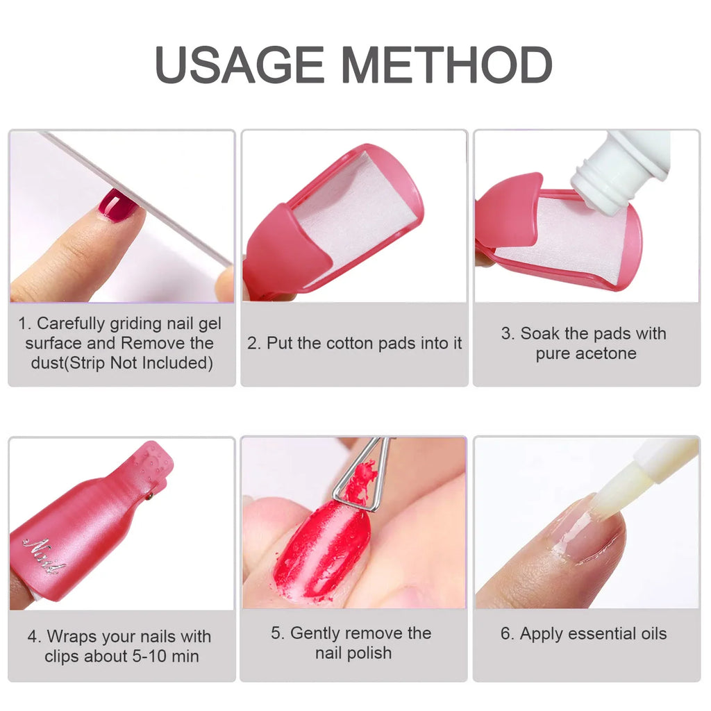 10 Pcs Silicone Nail Soak Off Caps – Reusable Gel Remover Clips