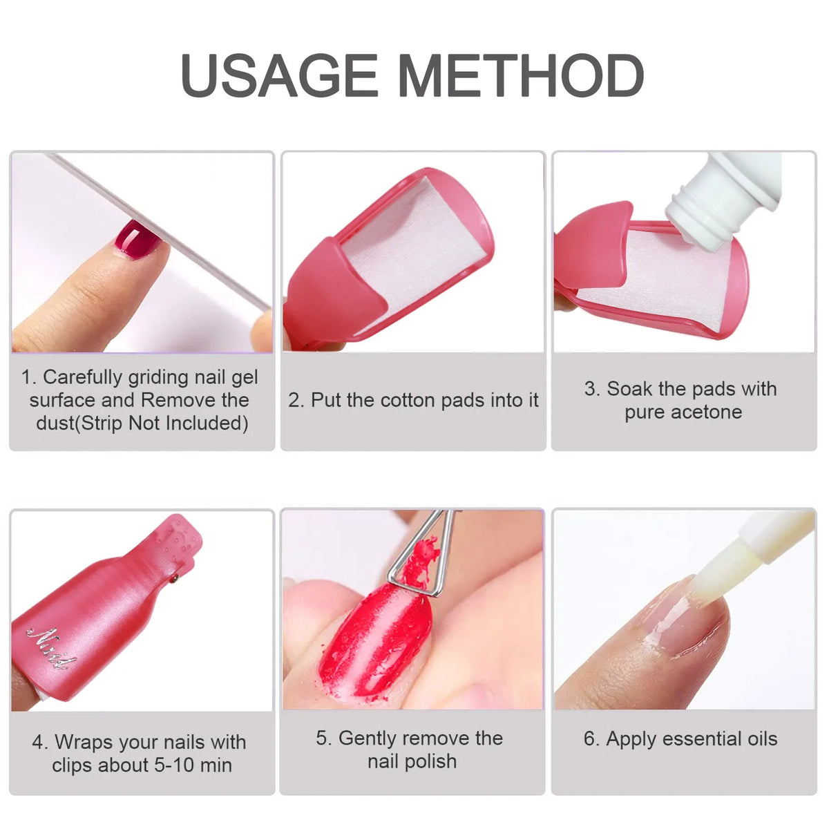 10 Pcs Silicone Nail Soak Off Caps – Reusable Gel Remover Clips