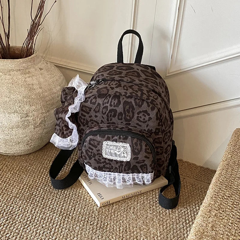 Leopard Print Flannel Backpack – Preppy Women's Commuter Bag