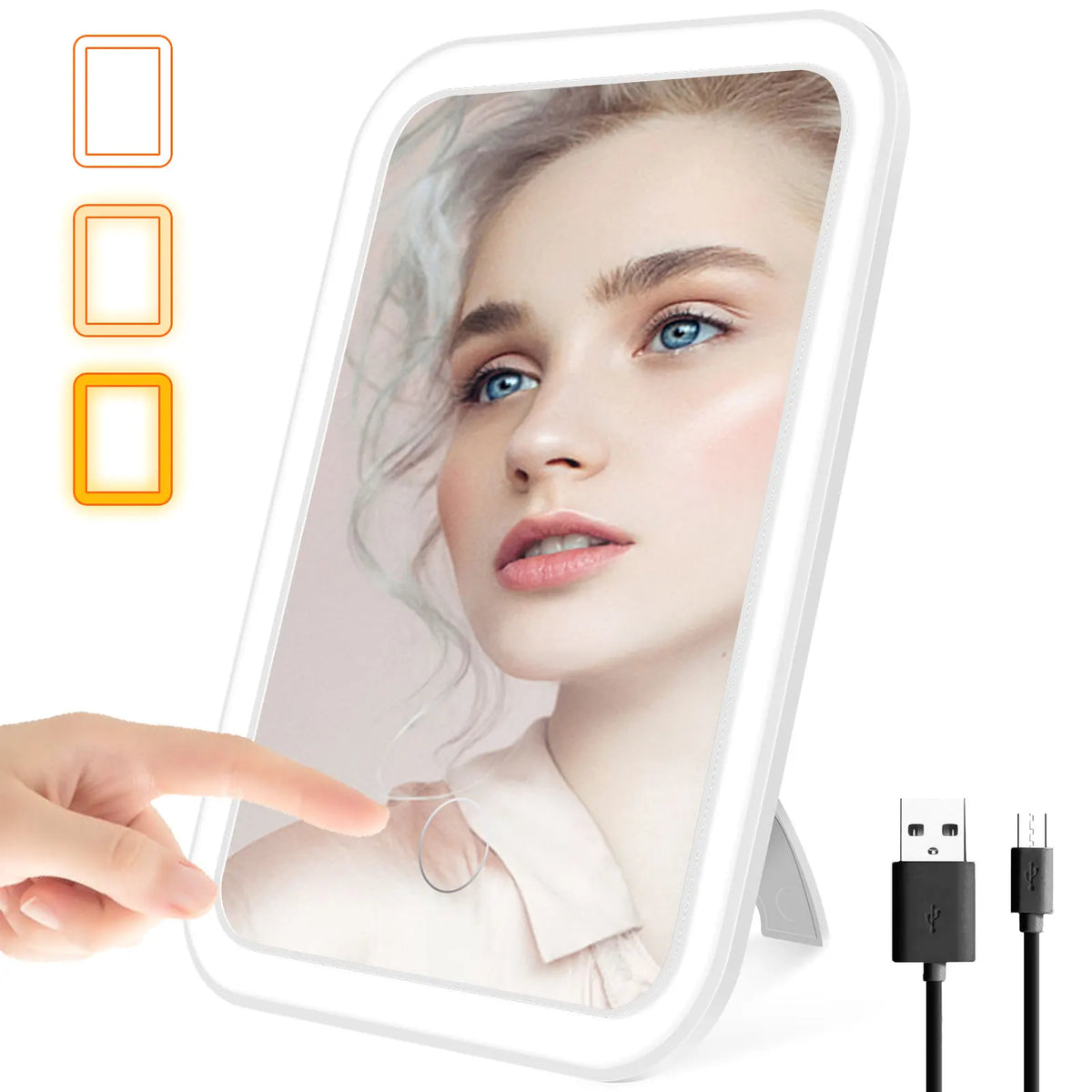 LED Dimmable Makeup Mirror 3 Color Modes USB Rechargeable