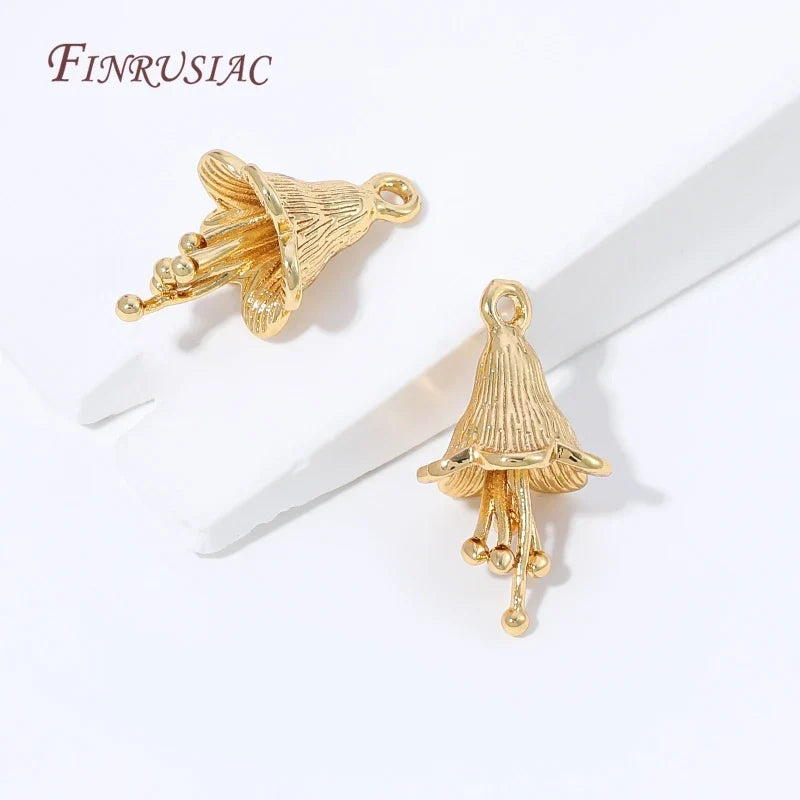 18K Gold Plated Jellyfish Charm – Brass Marine DIY Pendant