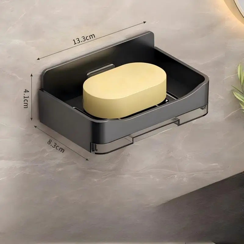 Wall-Mounted Soap Holder Box with Hook – No Drilling, ABS
