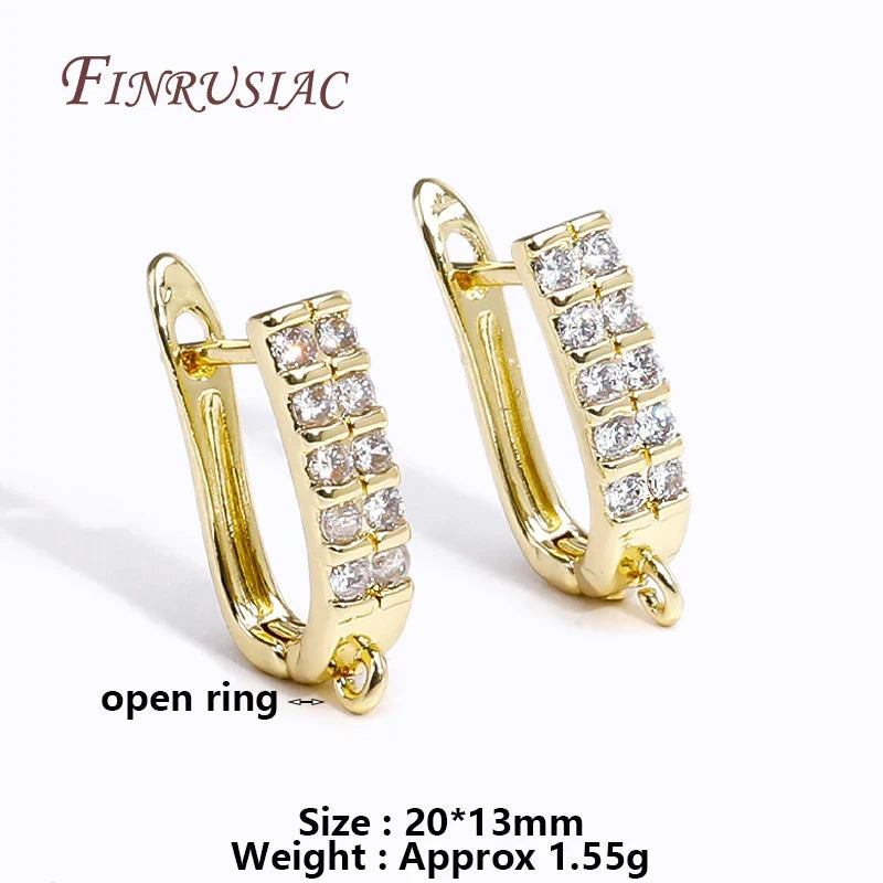 18K Gold Plated Zircon Earring Hook Clasps | DIY Jewelry Findings