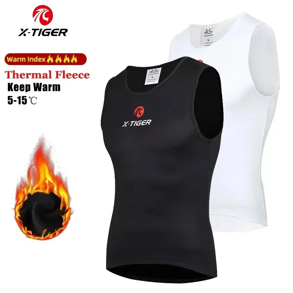 X-TIGER Men's Thermal Fleece Cycling Vest | Sleeveless Base Layer