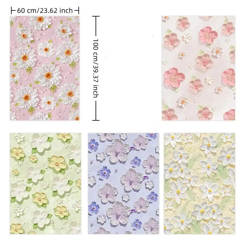3D Floral Window Privacy Film Static Cling UV Blocking 60×100cm