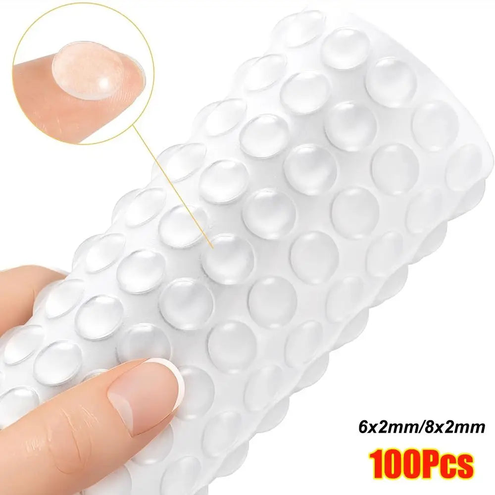 Clear Self-Adhesive Silicone Cabinet Door Bumpers – 100 Pack