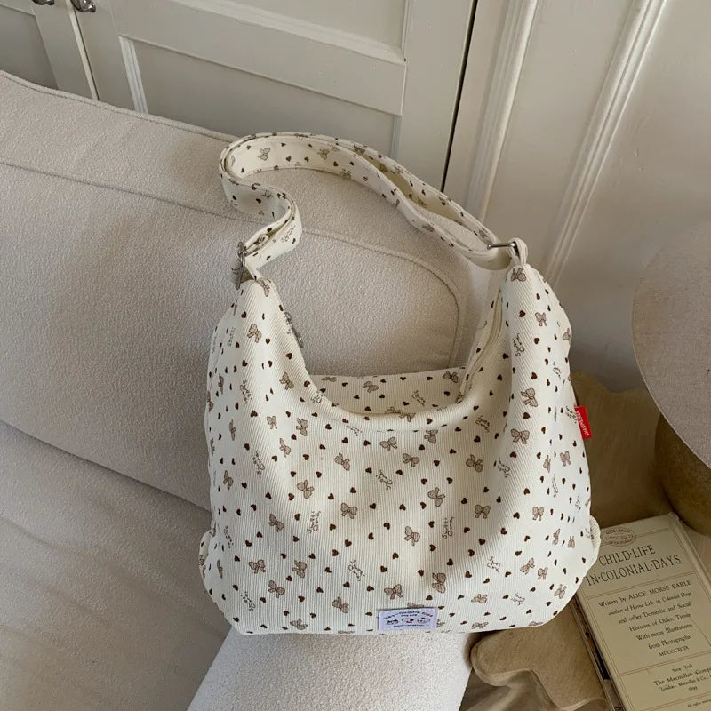 Women's Large Capacity Corduroy Shoulder Crossbody Bag