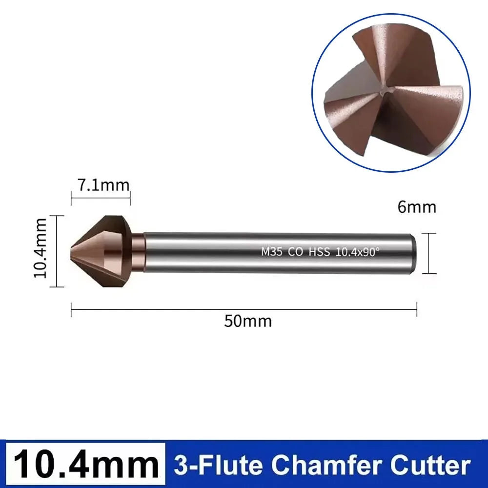M35 Cobalt Countersink Drill Bit 3-Flute 90° 6.3–40mm