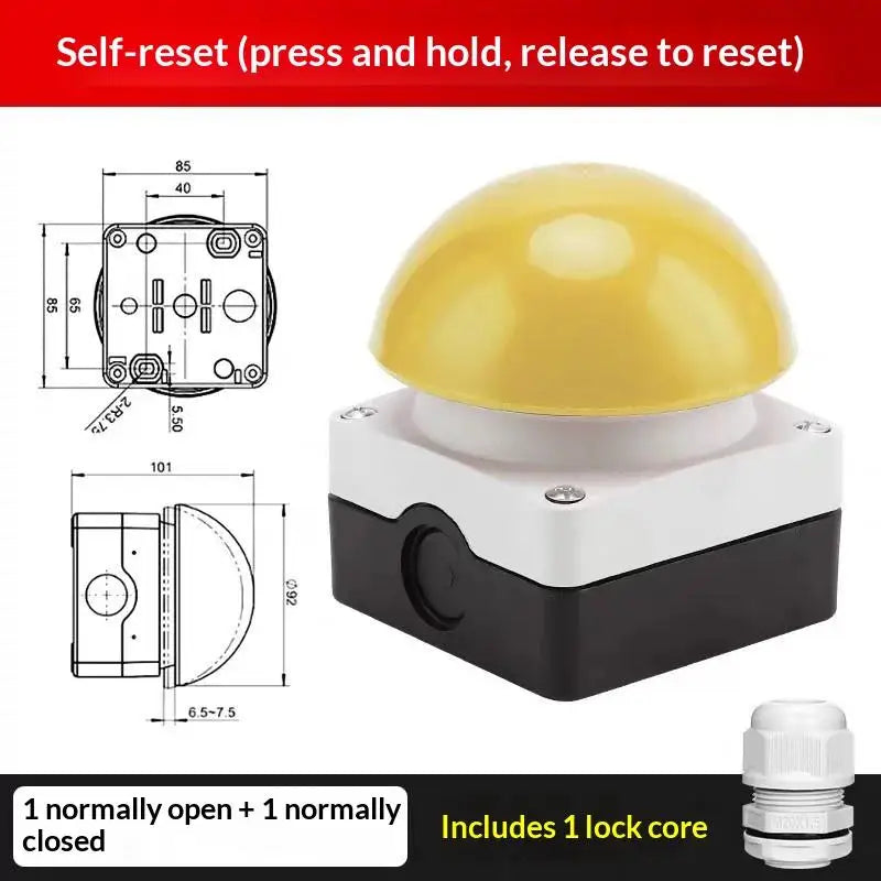 IP65 Mushroom Head Emergency Stop Button Switch 1NO Industrial