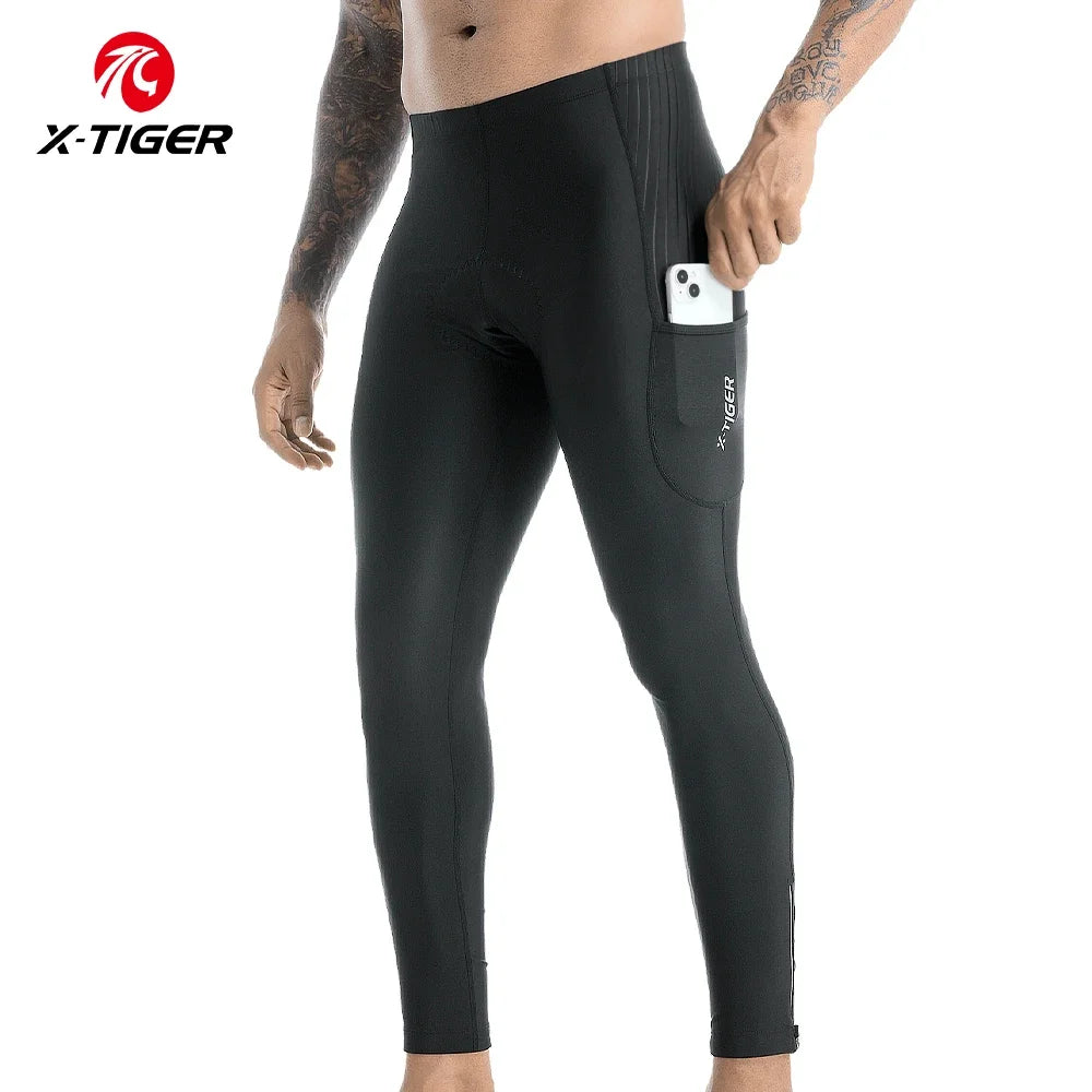 X-TIGER Men's Gel Padded Cycling Tights | Long Bike Pants