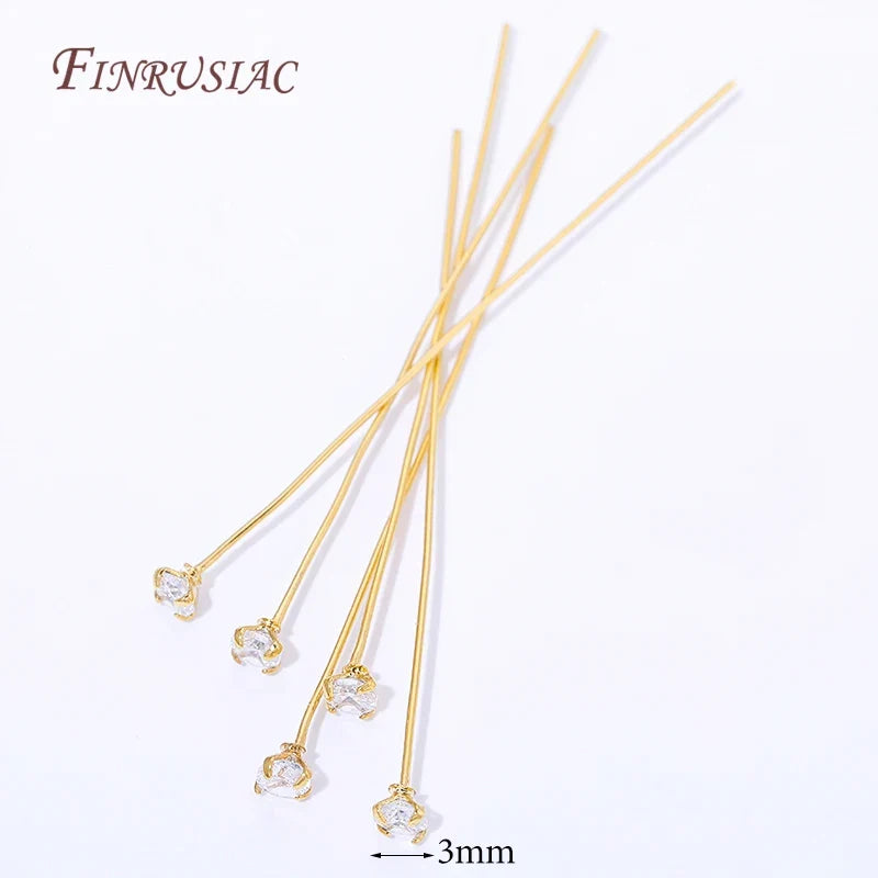 18K Gold Plated CZ Head Pins 3/4/5mm – DIY Jewelry Making