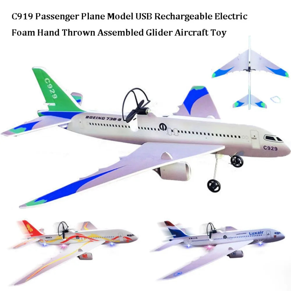 C919 Electric Foam Glider Plane Model – USB Rechargeable Toy