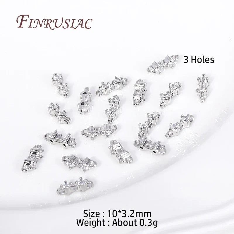18K Gold Plated Zircon Flower Spacer Bars | 2/3 Hole Separators
