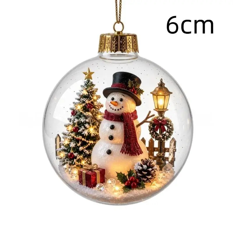 LED Luminous Christmas Crystal Ball Ornament – Santa & Snowman