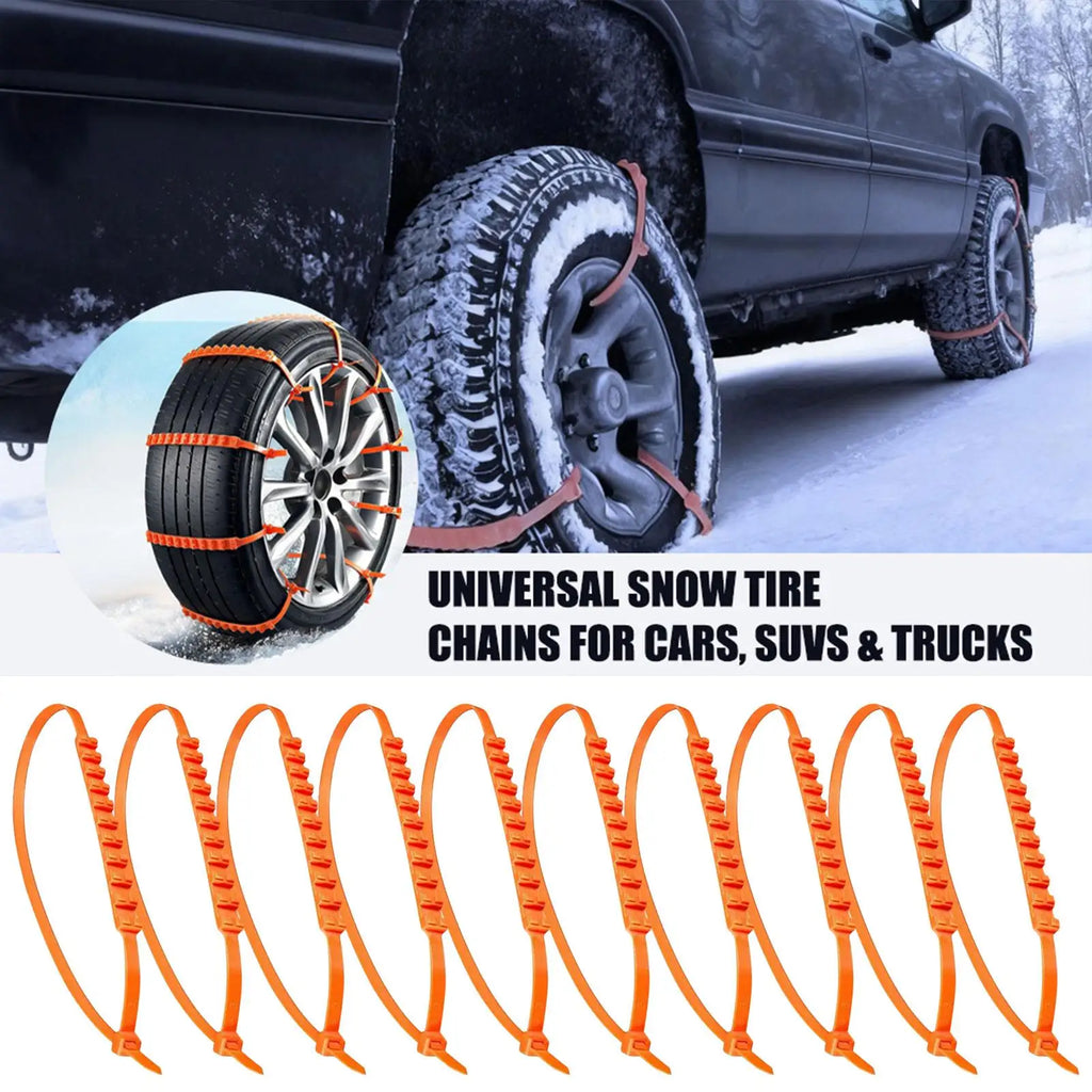 Winter Snow Tire Chains 10-Pack | Anti-Skid Car SUV Truck