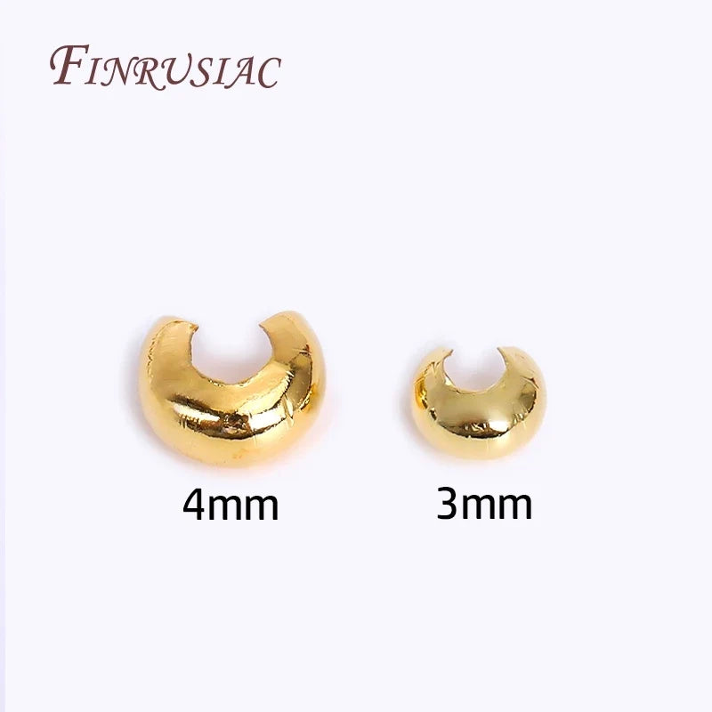 18K Gold Plated Crimp Bead Covers 3mm 4mm | DIY Jewelry Findings