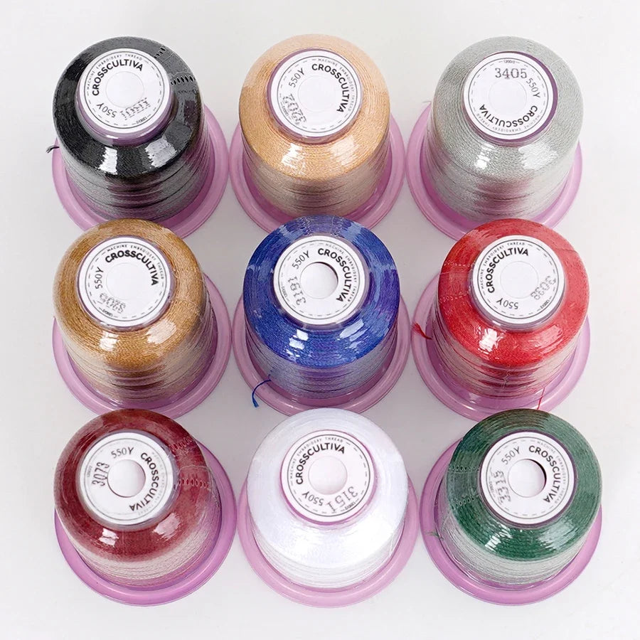 9-Color Embroidery Thread Set – 550 Yards Polyester Floss