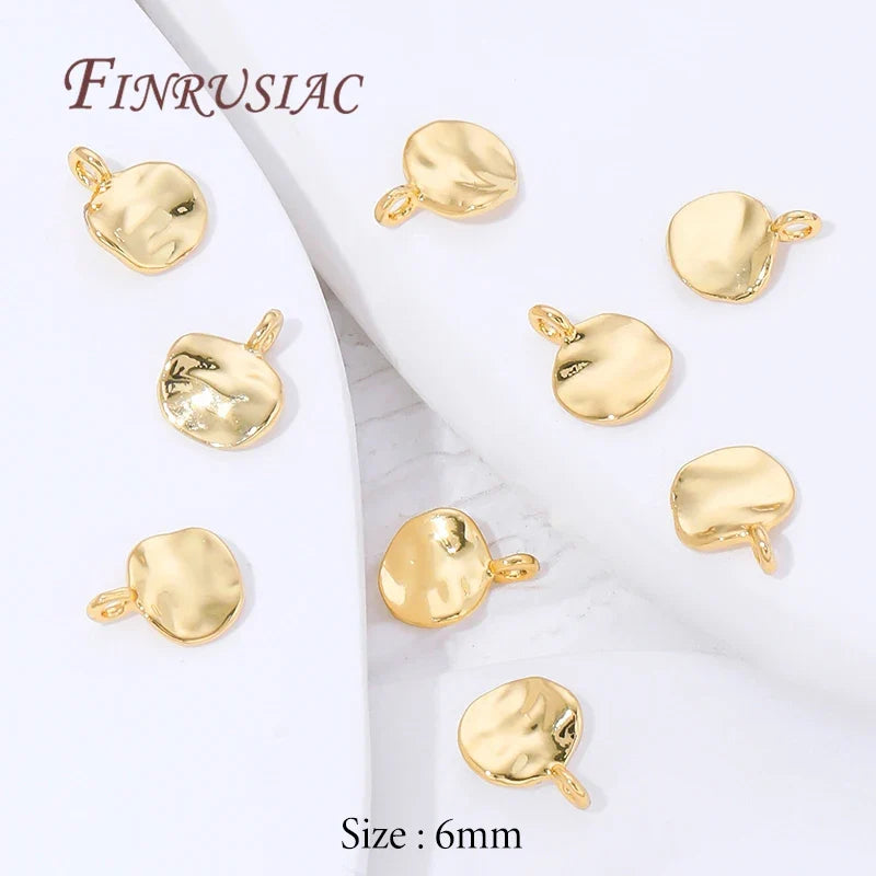 18K Gold Plated Round Charms 6mm 8mm – DIY Jewelry Findings