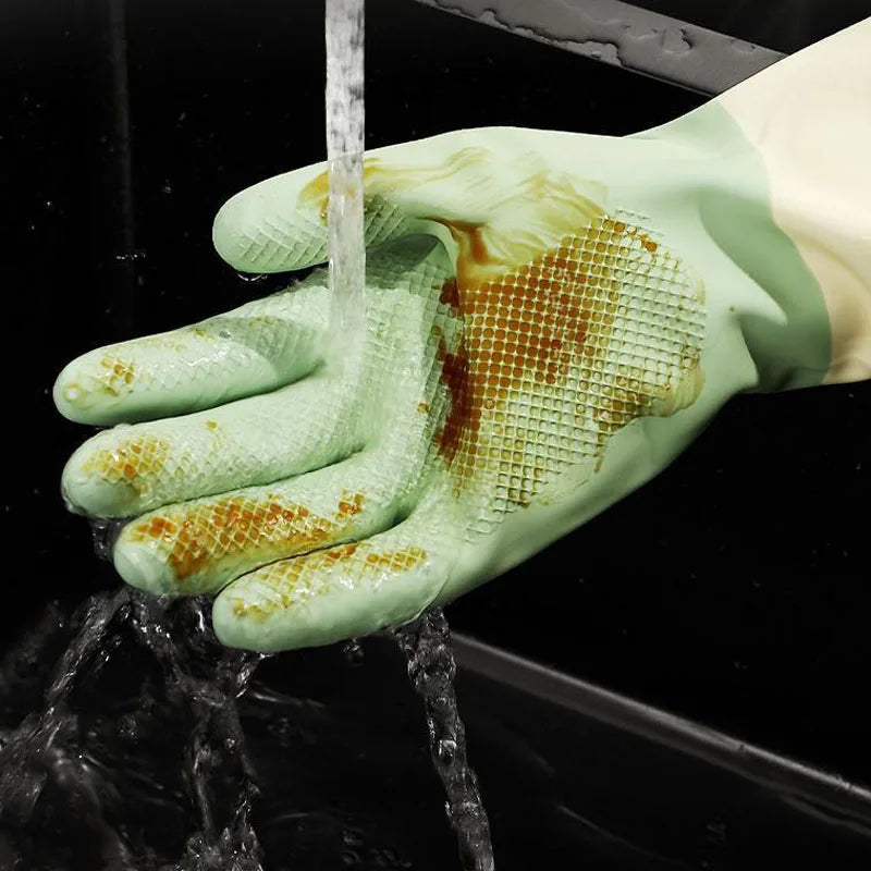 Thick Waterproof Latex Kitchen Gloves | Mint Green Rubber